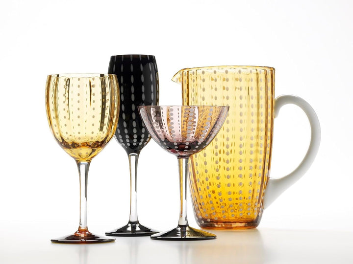 Zafferano Perle Glasbecher - Handgemachtes transparentes Buntglas, cl 32 h 109mm d 71mm - Set 6 Stüc