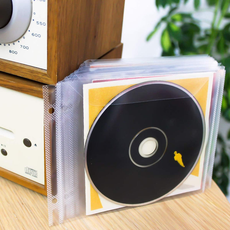 3L CD Hüllen für Aufbewahrung - CD Hüllen Plastik mit Ringbuch-Löcher - 100 Stück - Praktisch für CD