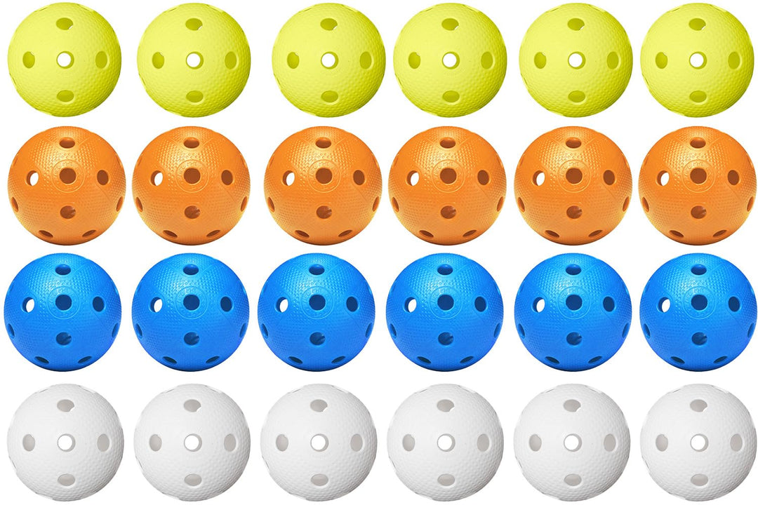 Fat Pipe | Floorball Unihockey Ball 24er Team Set | Fat Balls | Color Mix | Wettkampfball Trainingsb