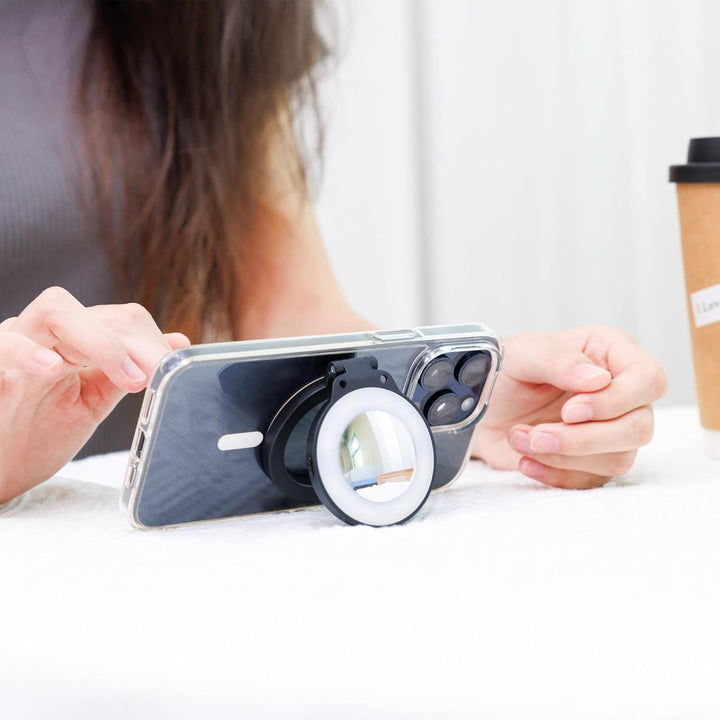 JJC Magnetisches Selfie-Ringlicht mit Selfie-Spiegel, wiederaufladbares Telefonlicht für iPhone 17 1