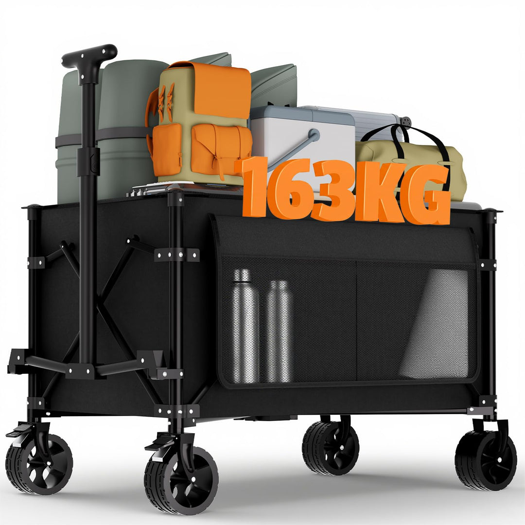 Favoyard Faltwagen 150L &amp; 163kg Tragkraft Klappbarer Bollerwagen mit All-Terrain-Rädern &amp; Bremse Lei