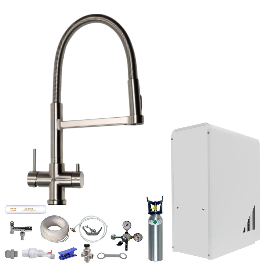 Tafelwasseranlage 10 L/h – BieTal® Wasserspender mit Sprudelwasserfunktion, Festwasseranschluss, gek
