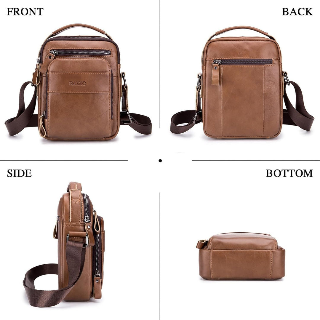 BAIGIO Leder Umhängetasche Herren Schultertasche Vintage Männer Tasche Crossbody Bag Herrentasche zu
