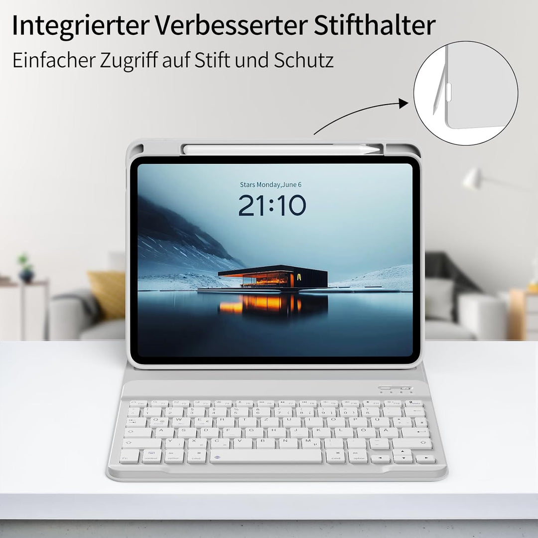 Hülle mit Tastatur für iPad 11. Generation 2025 A16 / iPad 10. Generation 2022 10,9 Zoll, Magnetisch