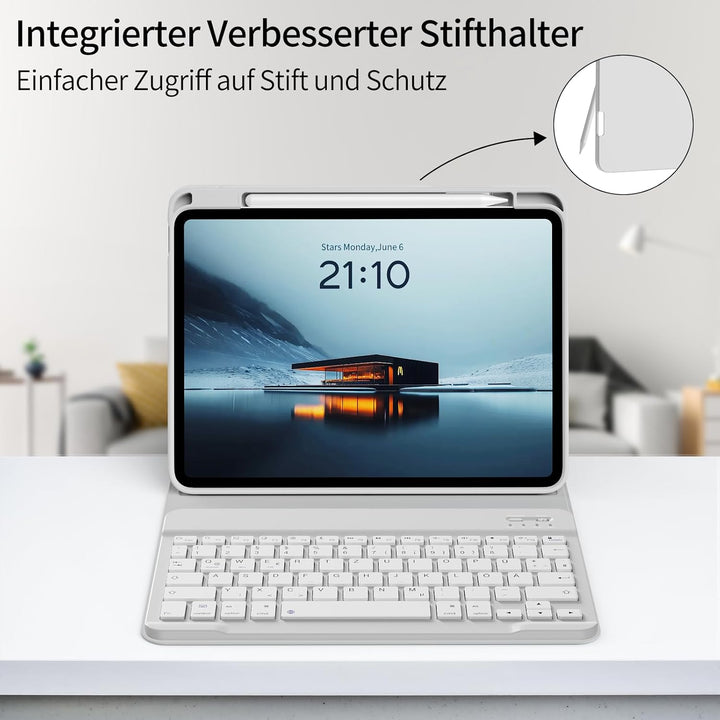 Hülle mit Tastatur für iPad 11. Generation 2025 A16 / iPad 10. Generation 2022 10,9 Zoll, Magnetisch