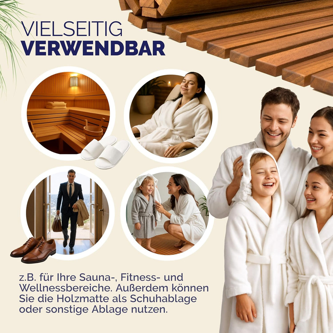 Deuba® 2X Badematte Holz FSC®-zertifiziertes Akazienholz rutschfest Badvorleger Duschmatte Holzdusch