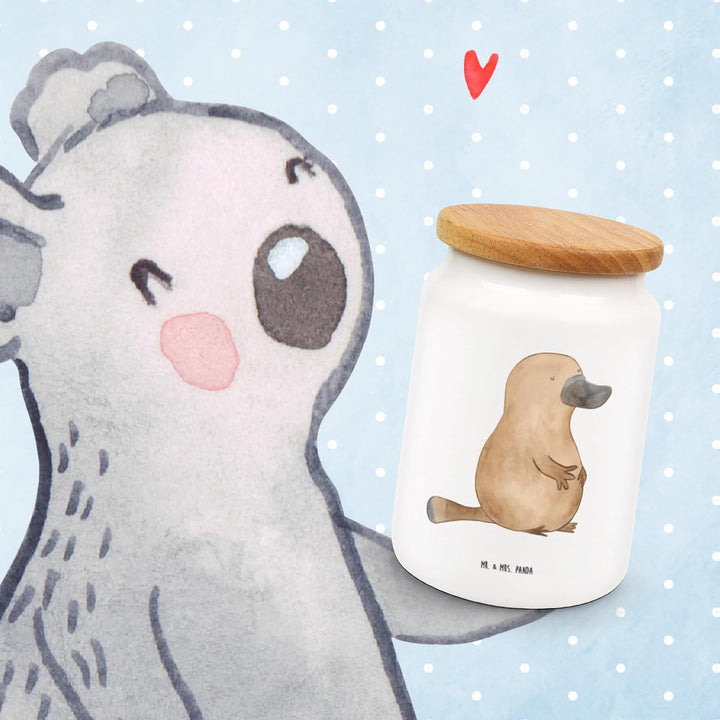 Mr. &amp; Mrs. Panda Dose Schnabeltier Mut - Geschenk, Weltreise, Neuanfang, Keksdose, Meer, Lebensweish