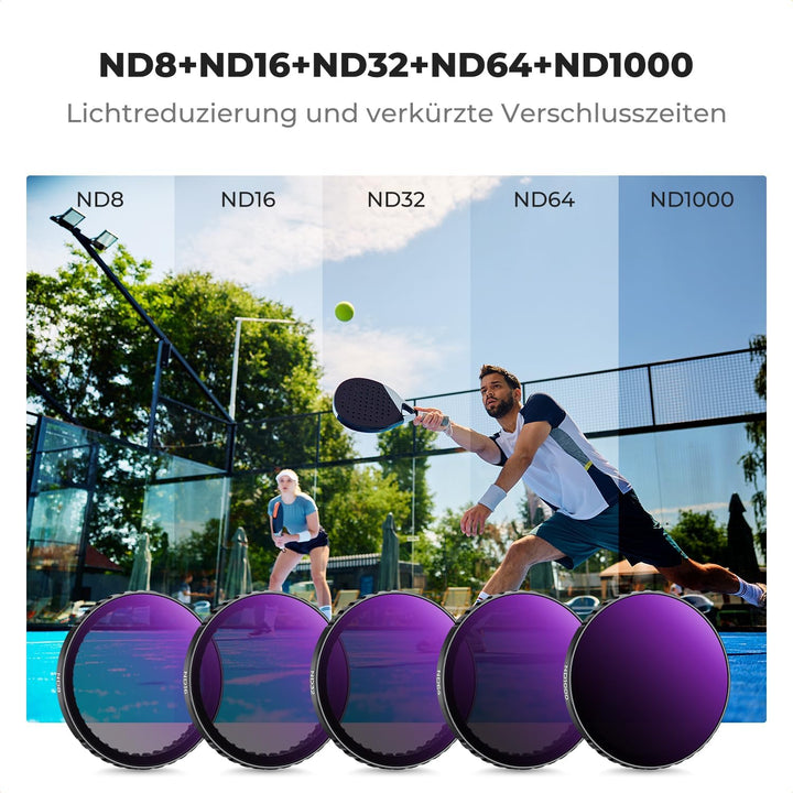 K&F Concept ND Filtersets, Push-in Filter CPL, ND8, ND16, ND32, ND64, ND1000 Filter kompatibel mit D