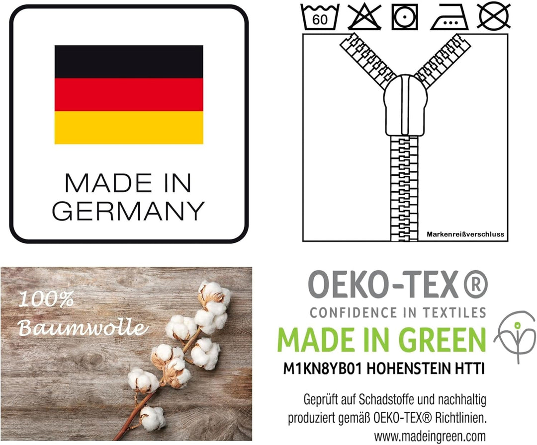 Bierbaum Seersucker Bettwäsche 2 TLG. 135x200cm Dots Kreise Rot/Grün Baumwolle, Farbe:Rot, Rot