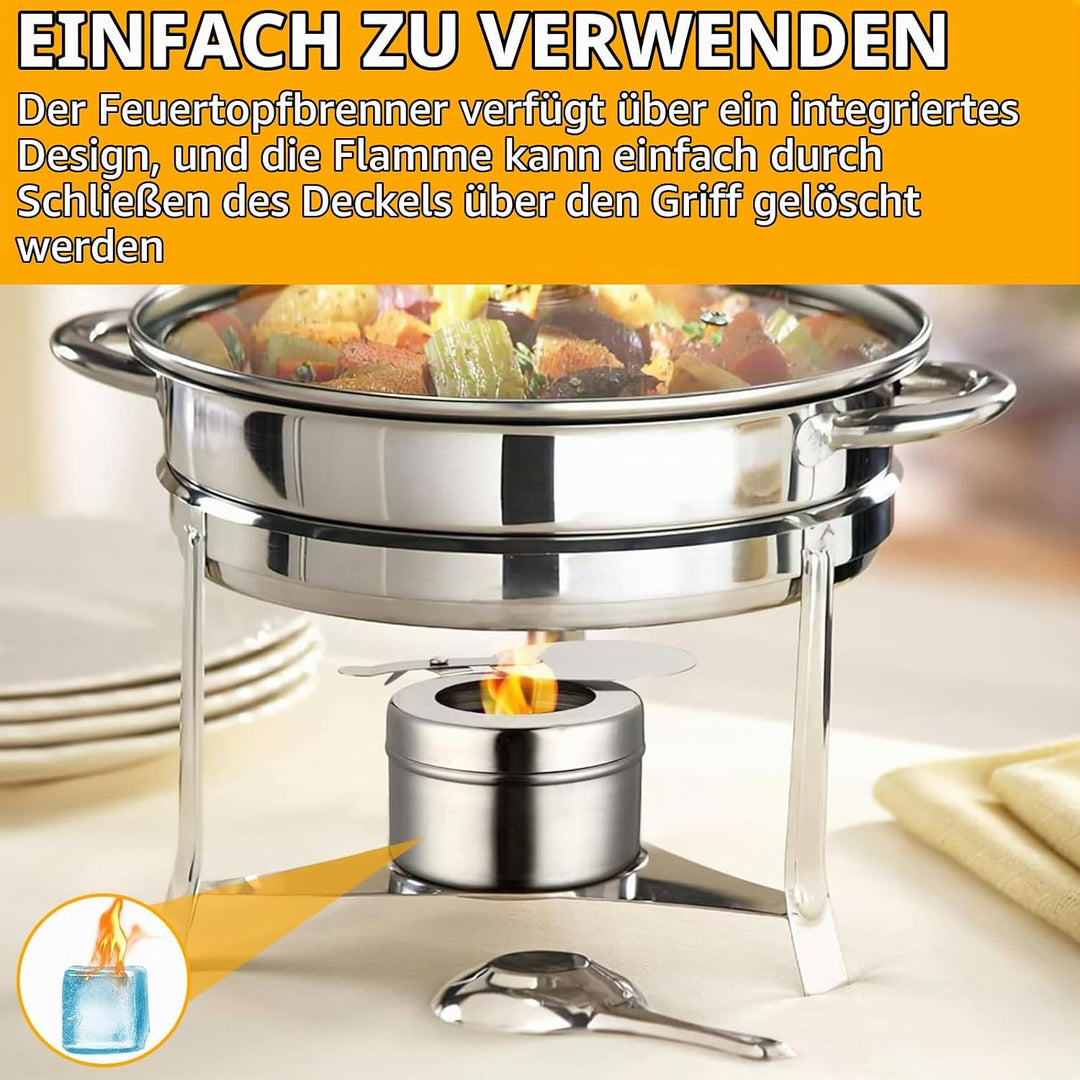 GBACHOOSE 8 Stück Brennpastenbehälter, Fondue Brenneraus Edelstahl, Speisewärmer mit Abdeckung, Bren