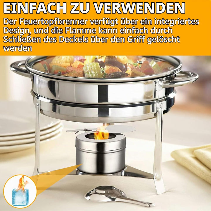 GBACHOOSE 8 Stück Brennpastenbehälter, Fondue Brenneraus Edelstahl, Speisewärmer mit Abdeckung, Bren