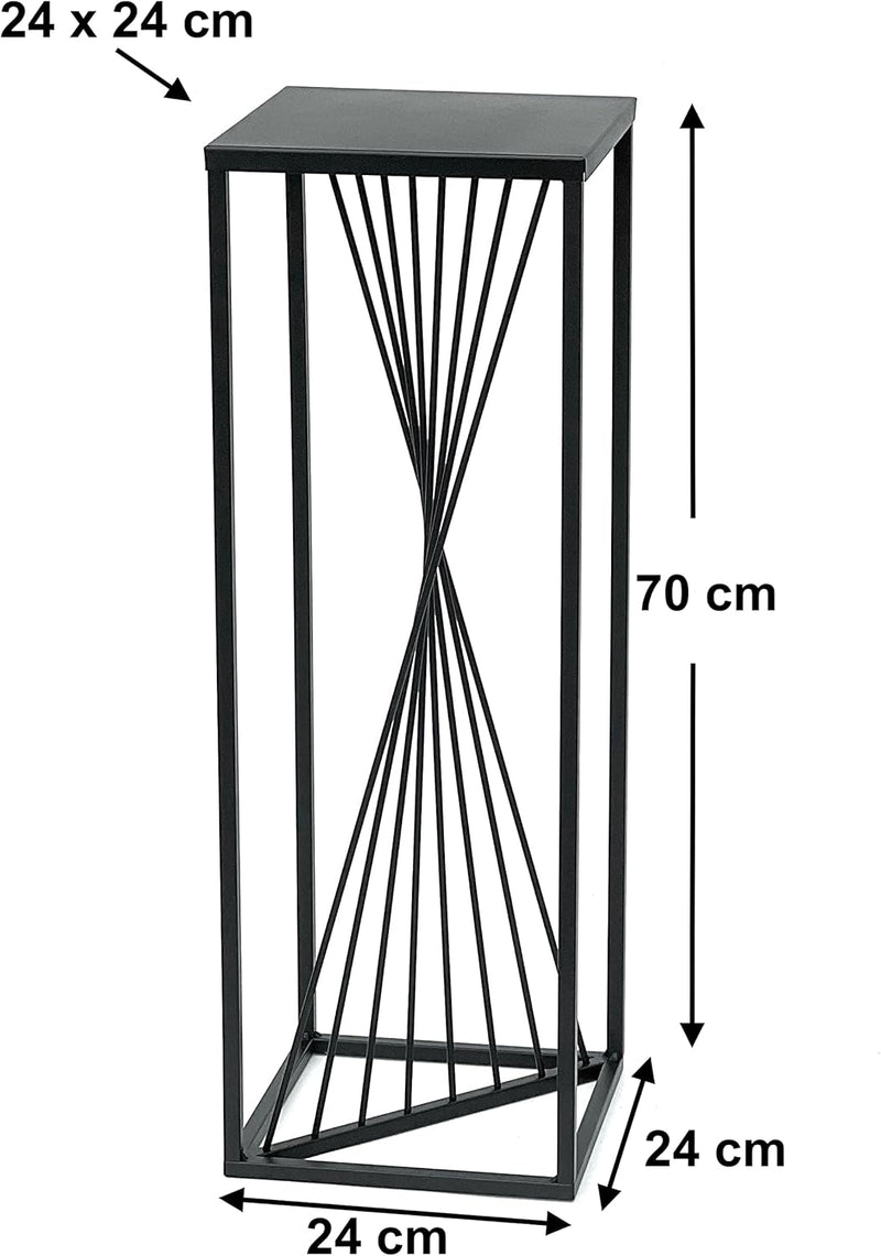 DanDiBo Blumenhocker Metall Schwarz Eckig 70-100 cm Blumenständer Beistelltisch Blumensäule Design M