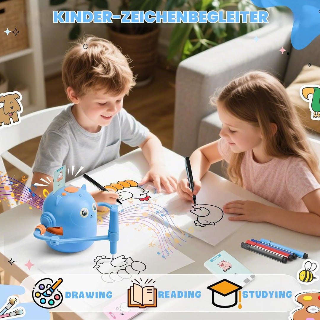 LTFIOON Zeichenroboter Kinder, Roboter Zeichnen für Kinder mit 100 Karten, Magic Drawing Robot Paint