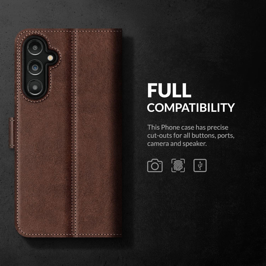 SURAZO Premium Handyhülle für Samsung Galaxy A34 5G Hülle Leder – Klappbare Echtleder Schutzhülle [M