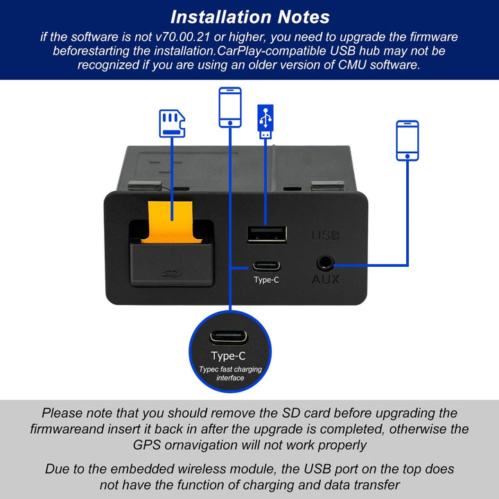 Type-C Mazda Wireless Carplay Nachrüstkit, TK78-66-9U0C OEM Media Hub für das MZD Connect System, ko