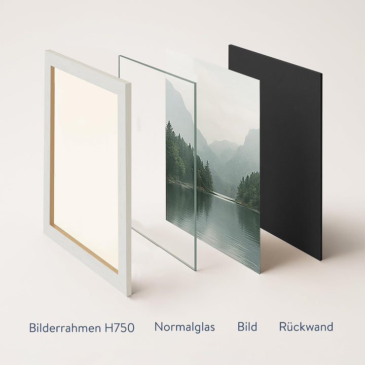 WANDStyle Bilderrahmen Strandhaus Stil 30x42cm DIN A3 I Farbe: Weiss I Fotorahmen I rustikaler Holzb