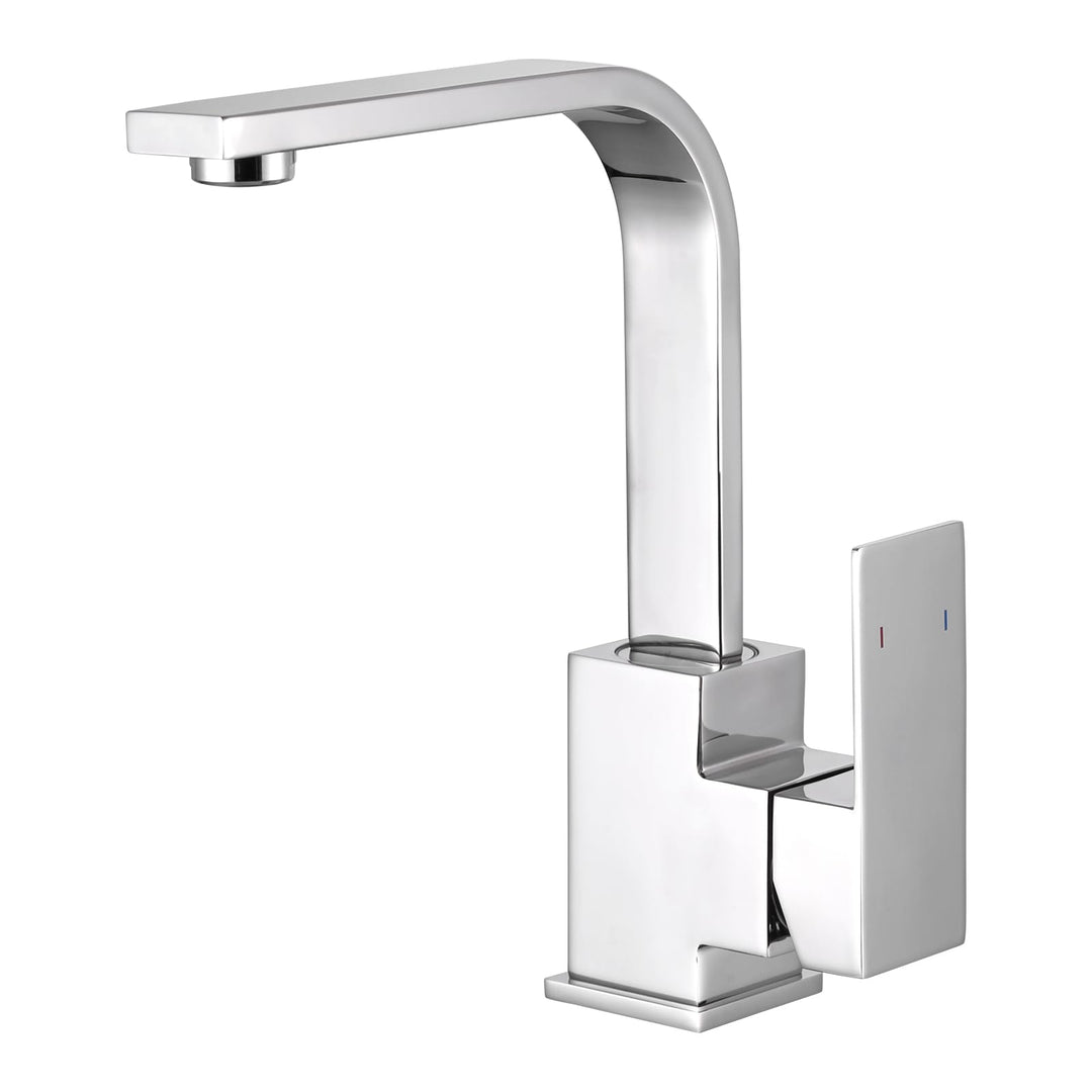 Wasserhahn Küche, Waschbeckenarmatur 360° schwenkbar Einhebelmischer L-Form Spültischarmatur Hochwer