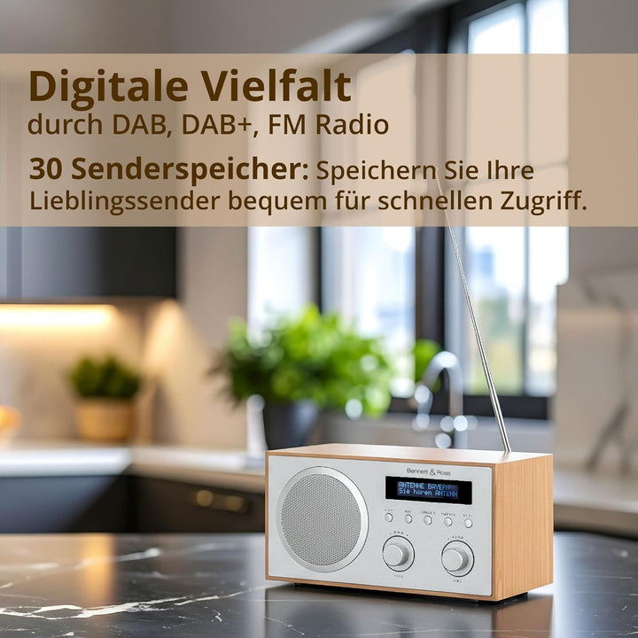 Bennett & Ross DAB-258 NT Vikedal DAB+/FM Digitalradio - Bluetooth Streaming vom Smartphone - USB MP
