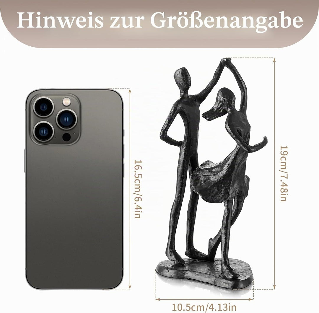 Sziqiqi Eisen 6 Jahrestag Geschenk für Paar - Schwarzes Metall Paar Skulptur Geschenke für Sie Ästhe