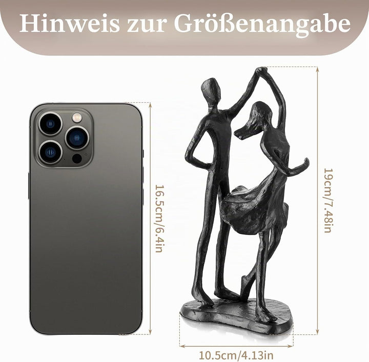 Sziqiqi Eisen 6 Jahrestag Geschenk für Paar - Schwarzes Metall Paar Skulptur Geschenke für Sie Ästhe