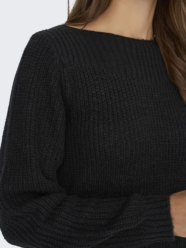 JdY Damen Jdywhitney Megan L/S Boat Dress KNT Noos Kleid M Schwarz, M Schwarz