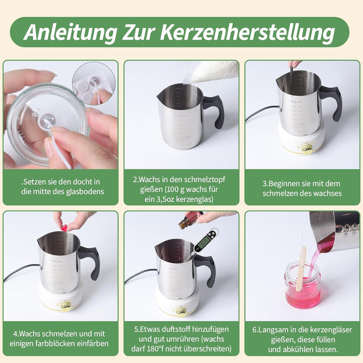 Aeraroma Kerzen Selber Machen Set, Kerzenherstellung Kit Zubehör, Duftkerze Geschenke Set mit 600g W