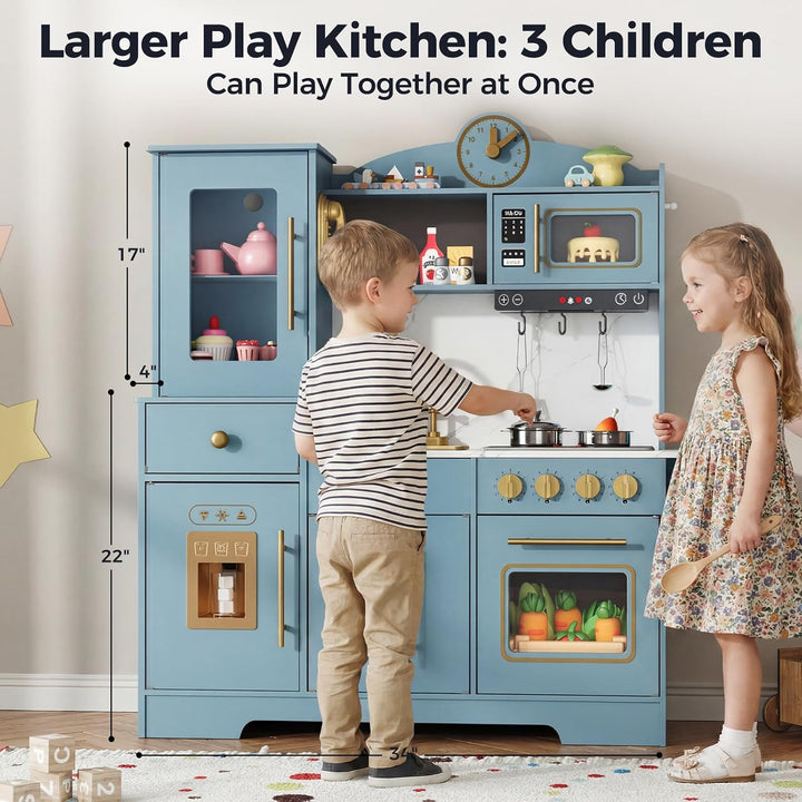 Spielküche für Kinder Kleinkinder, Kinderküche Mit Sound, Herd, Wasserhahn, Spüle, Mikrowelle, Eiswü