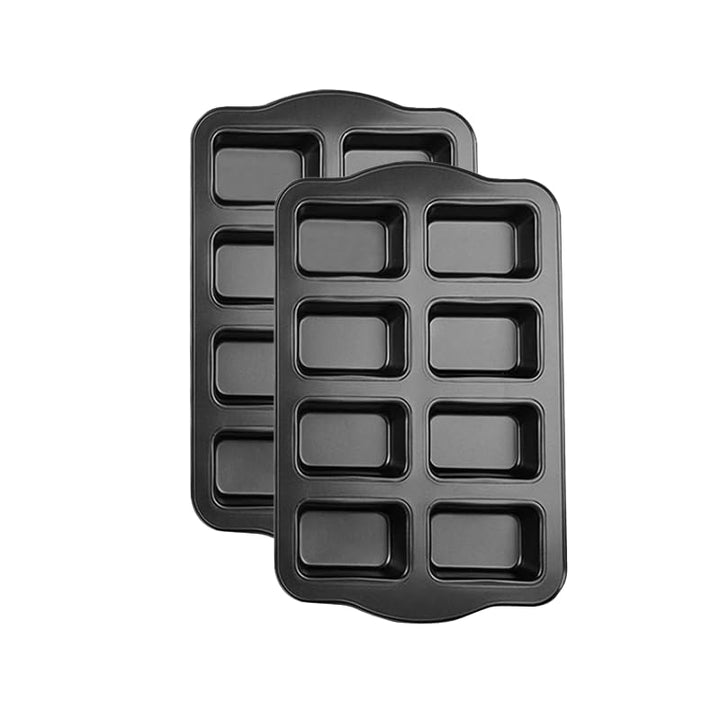 8 Mini-Kastenformen, Kastenform, antihaftbeschichtet, Karbonstahl, Backform zum Backen, Grau (2 Set)