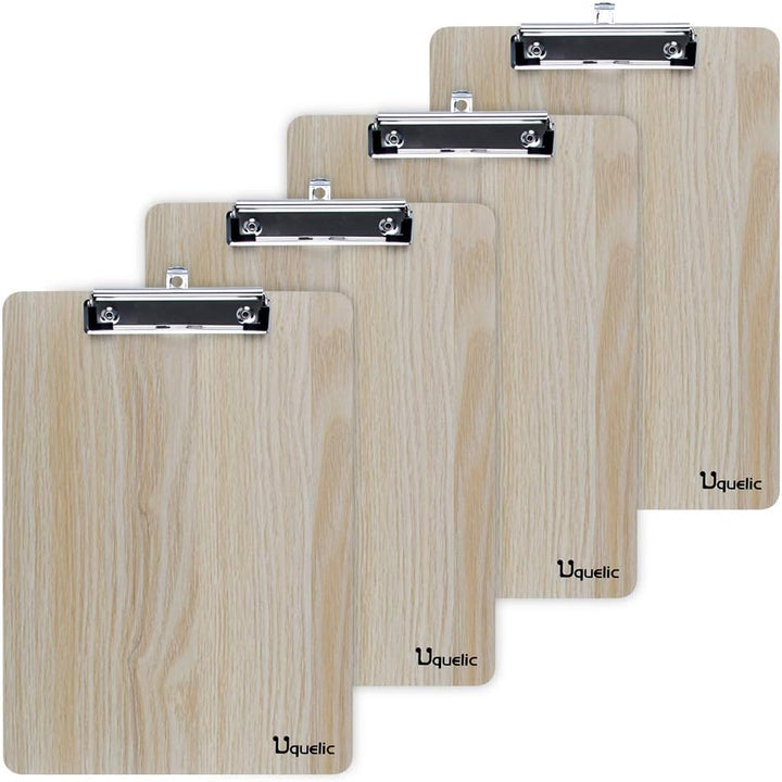 Uquelic Klemmbrett/Schreibbrett/Clipboard A4-4Pcs Klemmbretter A4 Eleganz Luxus Holzmaserung Abgerun