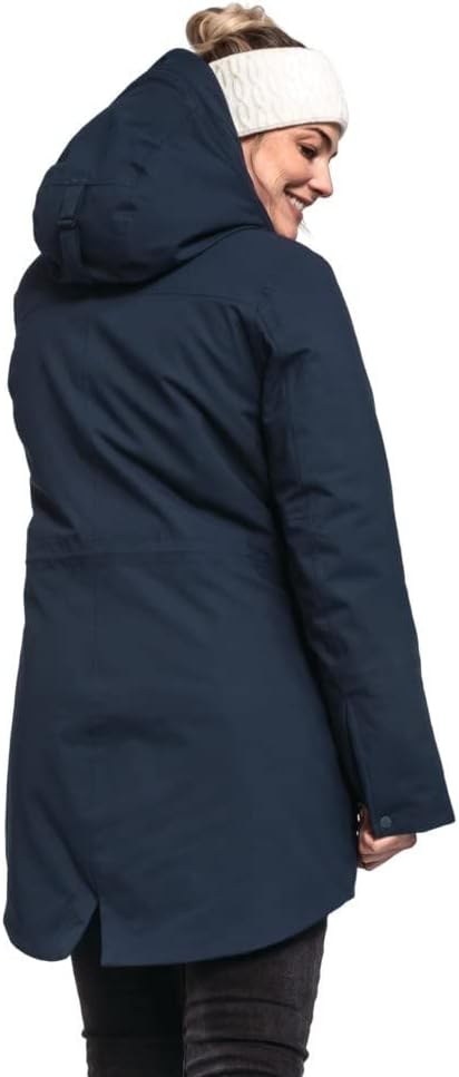 Schöffel Damen Ins. Parka Rotterdam L, wind- und wasserdichter Damen Parka mit verstellbarer Taille,