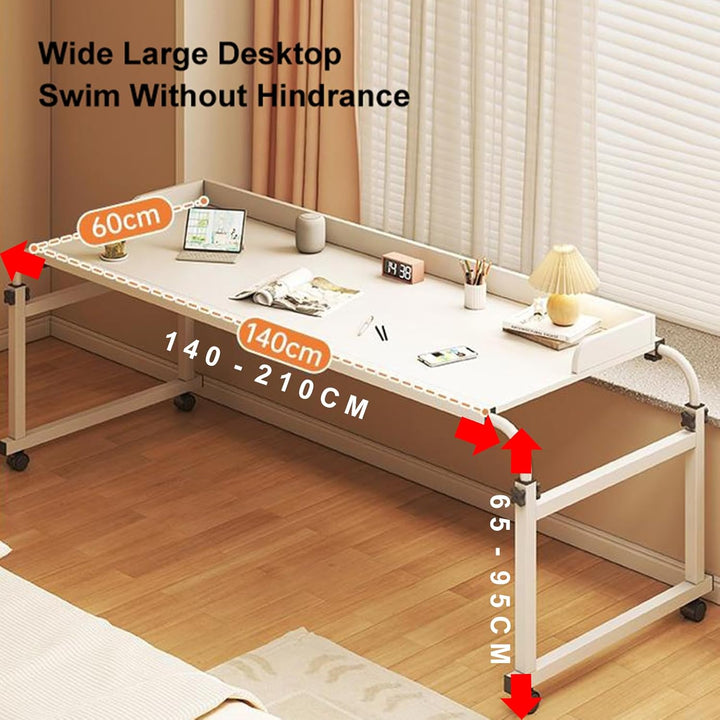 Über-Betttisch auf Rollen Höhenverstellbar/Breitenverstellbar Overbed Table Mobiler Schreibtisch Pfl