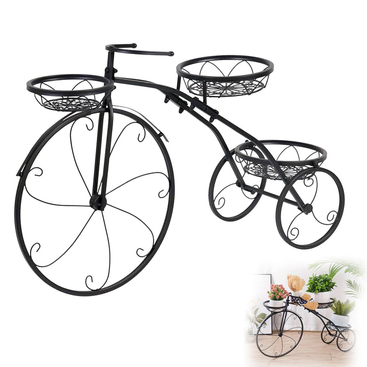Esenlong Metall Pflanzenständer Fahrrad Retro,Blumenständer mit 3 Körben