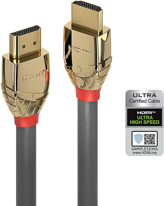 LINDY 37602 - HDMI-Kabel 2.1 Gold Line High Speed 2 Meter mit Ethernet, 10k@120Hz HDMI 2.1 3D 1080p