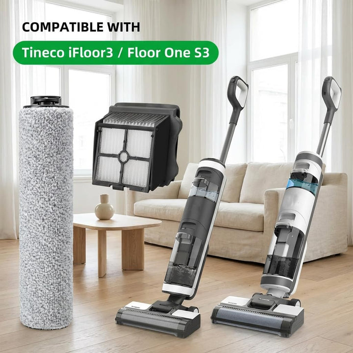 Zubehörset kompatibel mit Tineco iFloor 3 / Floor One S3 Nass-Trockensauger – 2 Bürstenrollen, 3 HEP