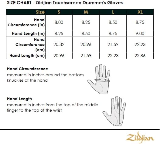 Zildjian Touchscreen-Handschuhe für Schlagzeuger, Grösse XL