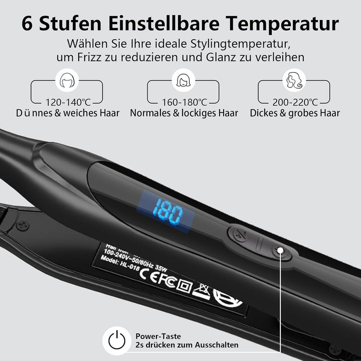 DSHOW Mini Glätteisen, Glätteisen für kurze haare, locken und glätten 2 in 1, Bart und pony, alle Ha
