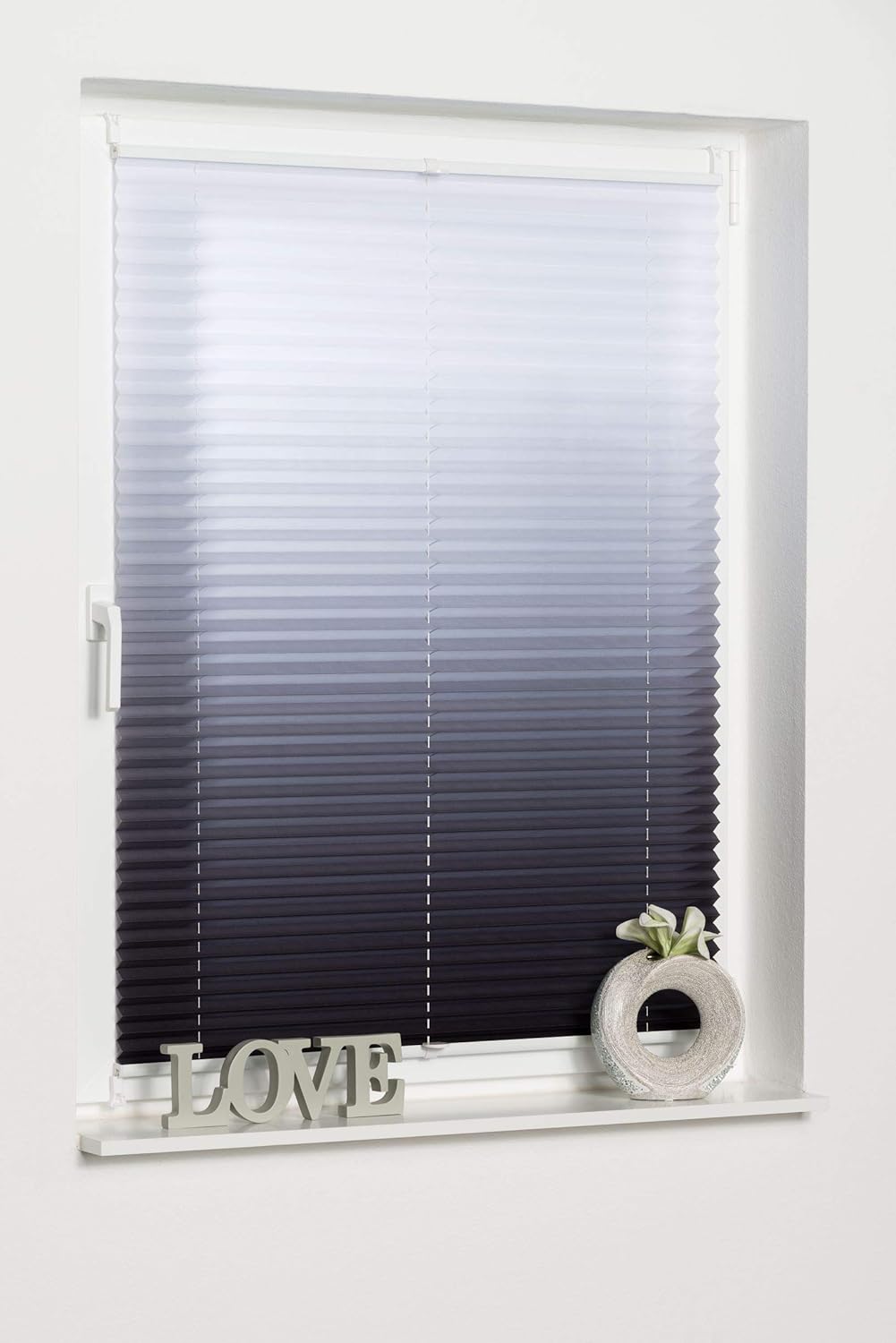 K-home Klemmfix-Plissee Farbverlauf Anthrazit 70cm x 130cm (B x L) 70 x 130 cm Anthrazit, 70 x 130 c
