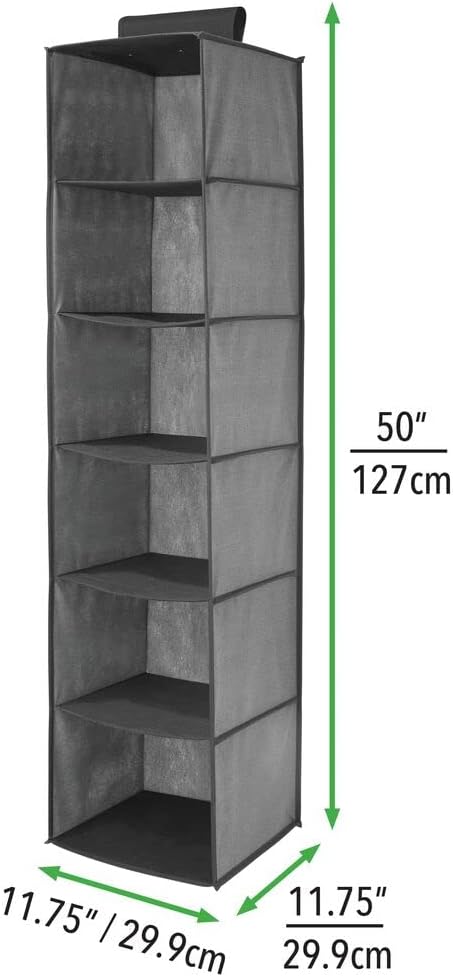 mDesign hängender Stoffschrank aus Kunstfaser – 6 Regalfächer – Hängeschrank aus Stoff für das Schla