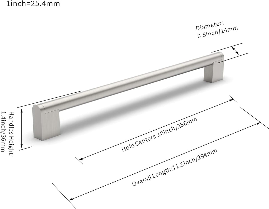 FURNIWARE 10 Stück Möbelgriffe, 256mm Bohrlochabstand Edelstahl Möbelgriffe Schrankgriffe Küche Kabi