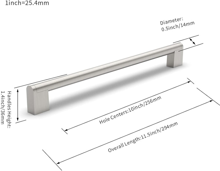 FURNIWARE 10 Stück Möbelgriffe, 256mm Bohrlochabstand Edelstahl Möbelgriffe Schrankgriffe Küche Kabi