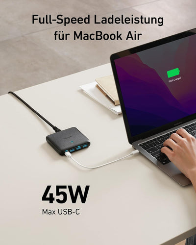 Anker PowerPort Atom III Slim USB C Ladegerät, 65W 4 Port PIQ 3.0 & GaN Netzteil mit 45W USB C Einga