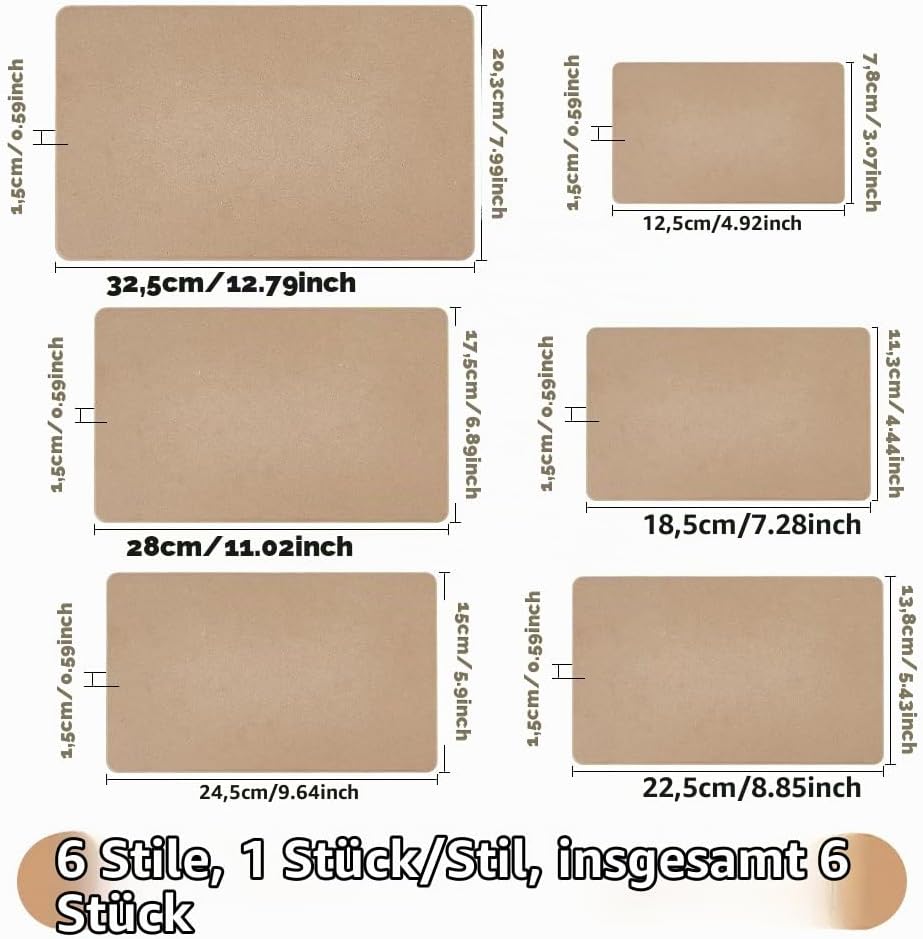 SUPERFINDINGS 6 Stück 6 Grösse Töpferformen Tiefe Rechteck MDF Holzplatten Schlumpfformen Für Tonpla
