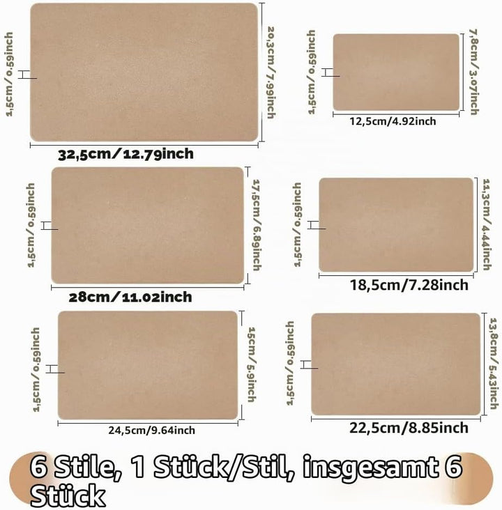 SUPERFINDINGS 6 Stück 6 Grösse Töpferformen Tiefe Rechteck MDF Holzplatten Schlumpfformen Für Tonpla