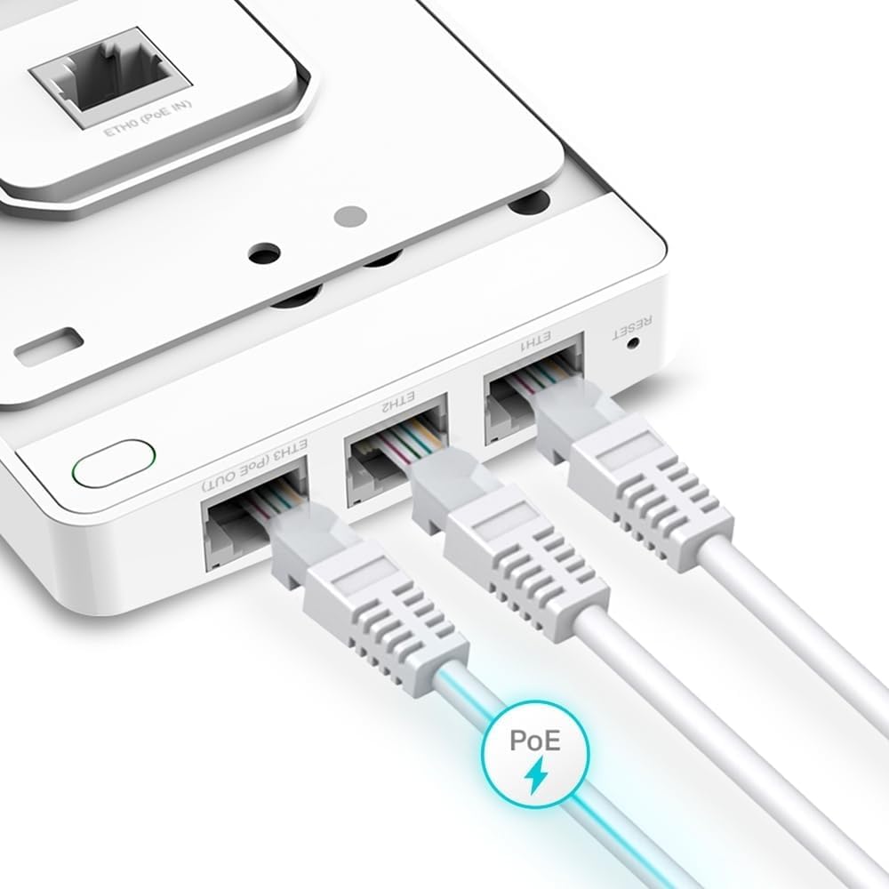 TP-Link EAP615-Wall AX1800 Dual-Band Wi-Fi 6 Accesspoint, 4 Gigabit-Ports, 802.3af/at PoE, EIN Ansch
