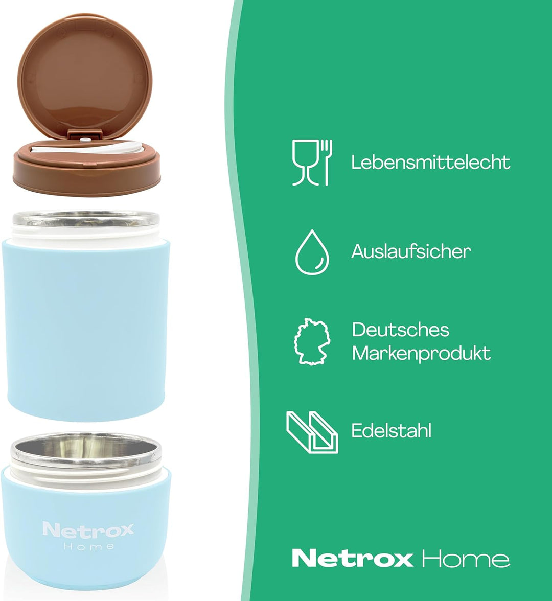 NetroxHome - Müslibecher To Go mit Löffel, Auslaufsicherer Joghurtbecher To Go aus Edelstahl, Lunchb