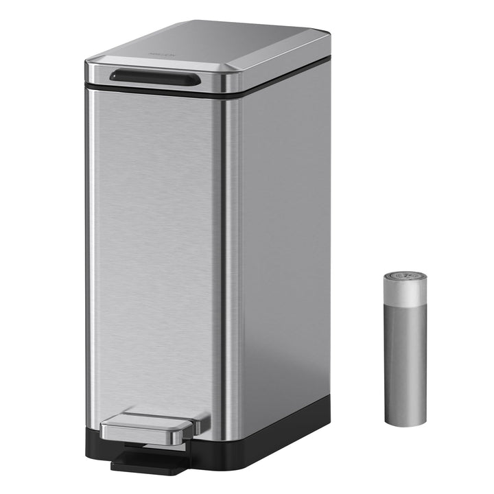 Mbillion Mülleimer Bad 10 Liter schlankes Design Tritt-Mülleimer mit starkem Pedal, rechteckiger Ede