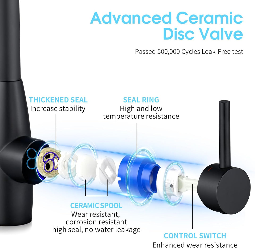 CREA Wasserhahn Bad, 360° Drehbare Waschtischarmatur Bad, Waschenbecken Armatur mit Hohem Auslauf, M
