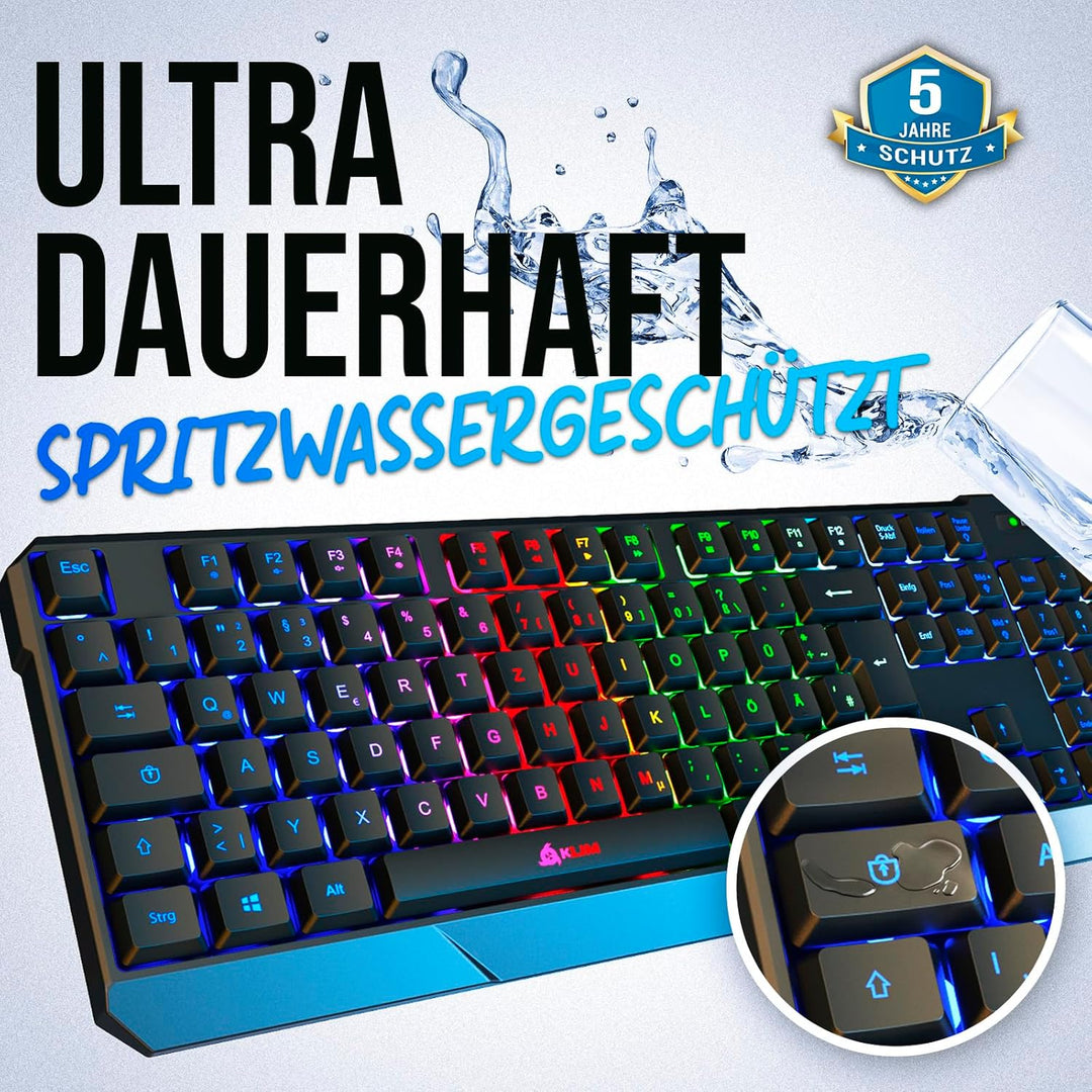 KLIM Chroma Wireless Gaming Tastatur Kabellos QWERTZ + Neue 2022 Version + Langlebig, Ergonomisch, W