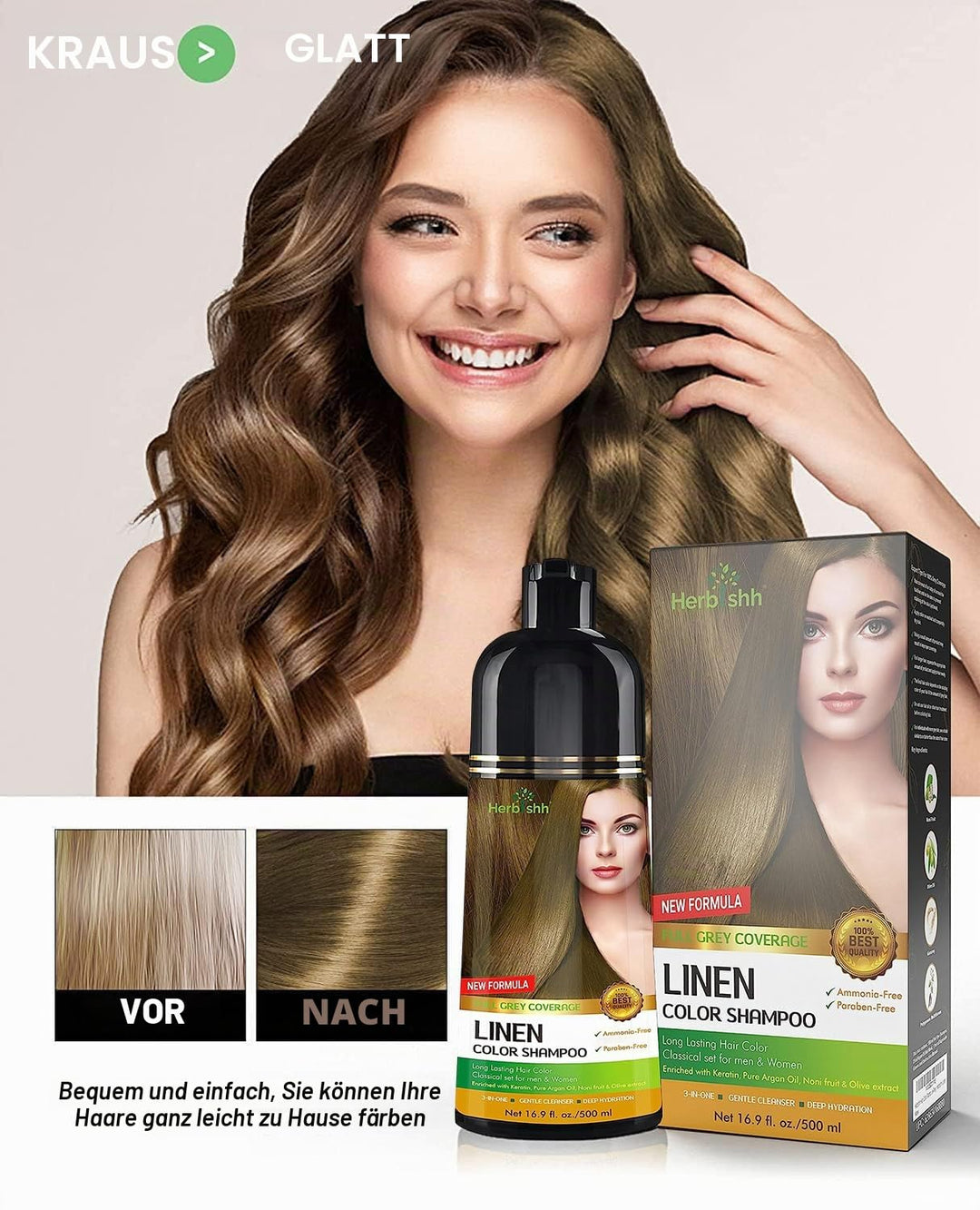 Herbishh Ultimate Hair Color Shampoo Kit (2 Stück Hair Color Shampoo + Argan Hair Mask) für graues H