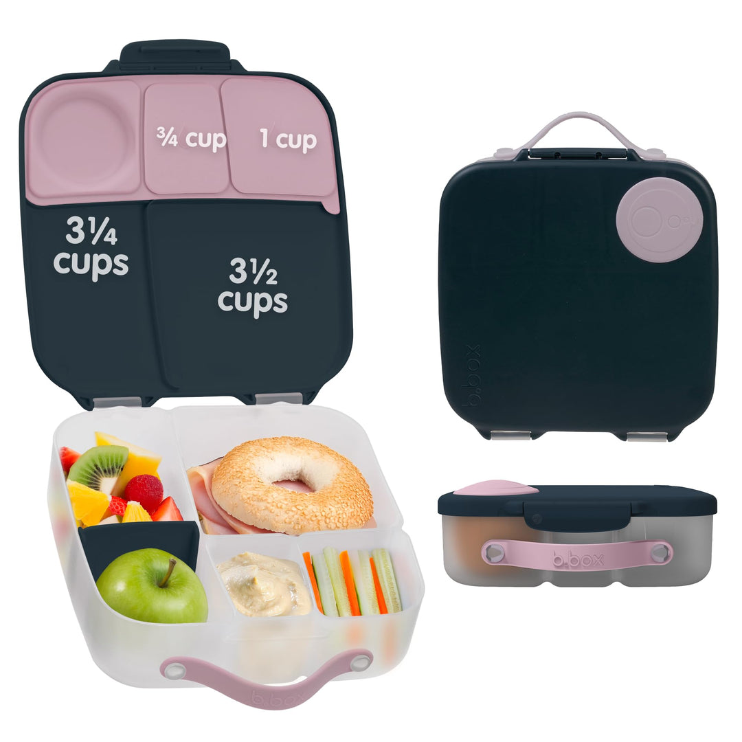 b.box Lunchbox mit Unterteilung für Kinder, Silikon, mit verstellbaren Trennwänden, Indigo Rose, Ind